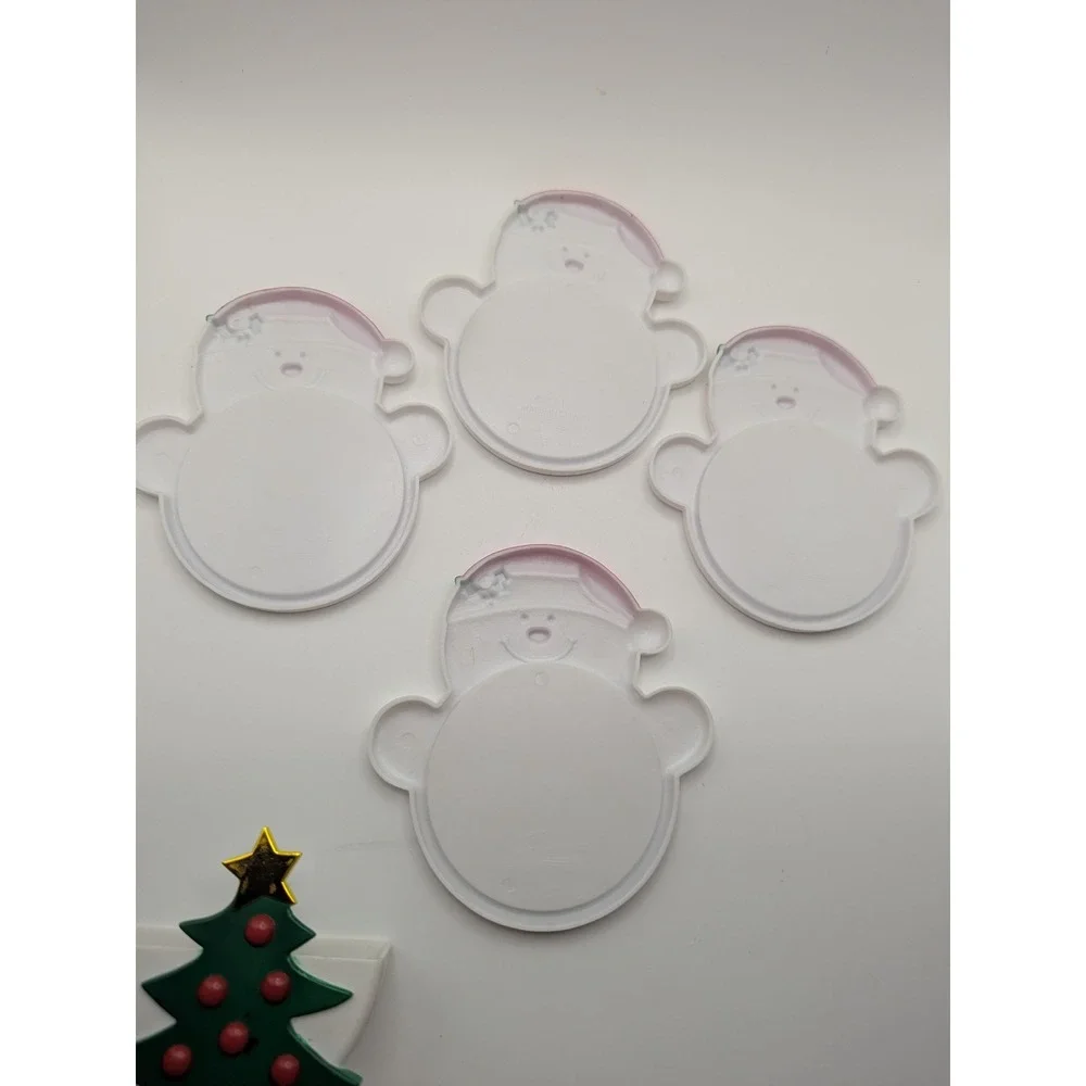 Vtg Set of 4 Plastic Snowman Christmas Coasters with Holder Holiday Decor‎